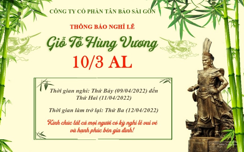 Thông báo nghỉ Giỗ Tổ Hùng Vương 2022